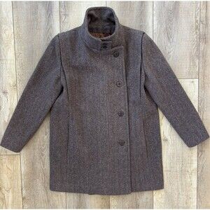 Vintage Jill Jr Womens Herringbone Wool Coat Size M/L 60s Union Made USA Classic